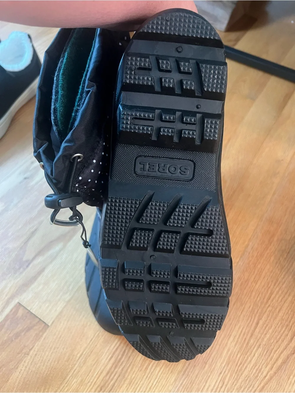 Sorel Black and White Polka Dot Kids Snow Boots